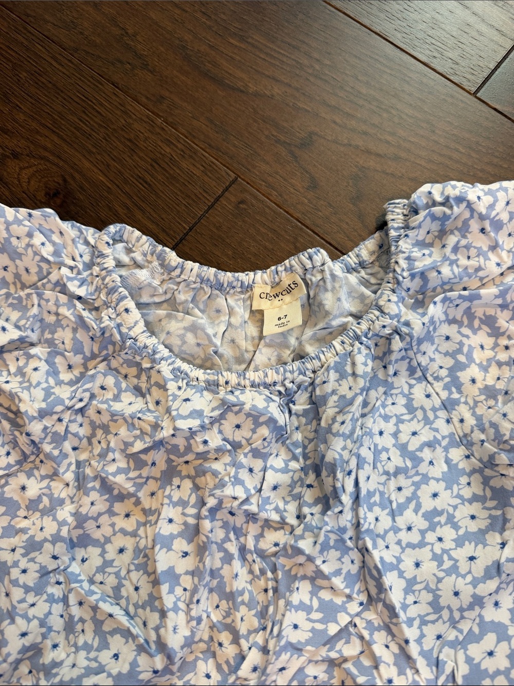 Crewcuts Girls Light Blue Floral Short Sleeve Peasant Top Size 6/7 - C36-039 - Picture 4 of 7